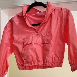 Coral Pink Cropped Windbreaker